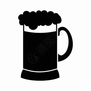以简单样式的孤立矢量插图显示的深啤酒标黑杯简单样式背景图片