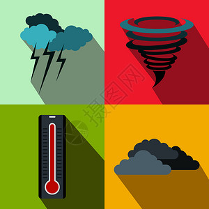 显示温度为任何设计置平坦的气象横幅天组平坦的风格插画