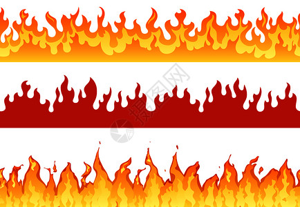 矢量火焰火焰横幅燃烧的野或易热点的边界隔离插图火旗焰边界直线或永久插画