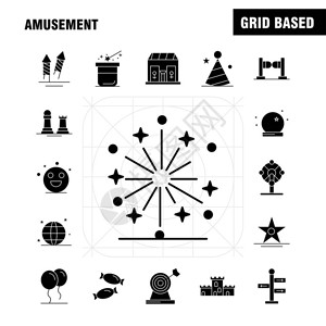 射图网用于网络印刷和移动式uxi工具包的游戏固晶图标例如喜剧戏娱乐演示嘉年华马戏团魔术象形图包背景