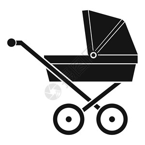 对设计风格婴儿游泳白色背景矢量图上简单样式的婴儿车图标简单样式背景