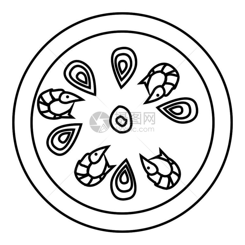 带虾图示的比萨饼带虾图示的比萨和带虾矢量图示的网路比萨插图带虾示的比萨大纲样式图片