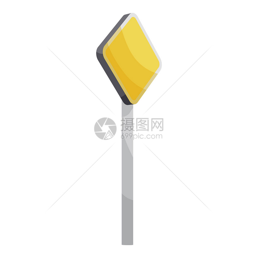 道路符号黄色红宝石图标用于网络的黄色红宝石矢量图标道路志黄色红宝石图标卡通风格图片
