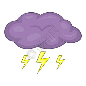 卡通矢量云朵云和风暴图标用于网络设计的云和风暴矢量图标的漫画插云和风暴标卡通格背景