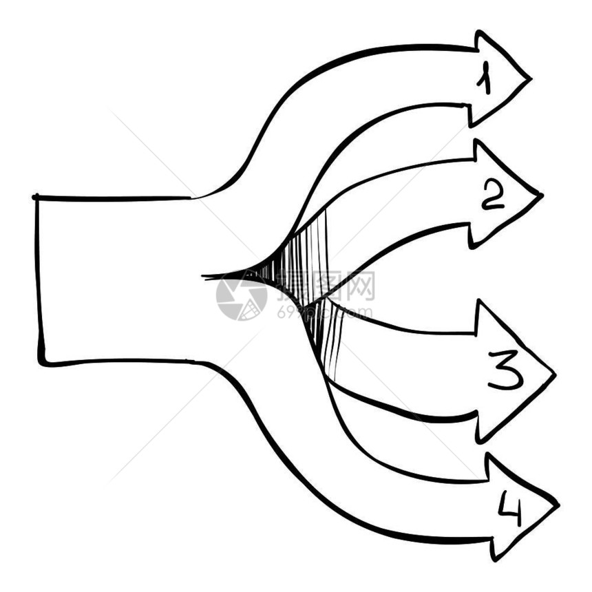 四支箭头信息图手画用于Web的四支箭头矢量信息图四支箭头信息图手画样式图片