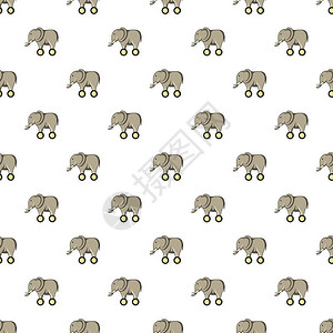 玩具大象的轮式卡通风格矢量图图片