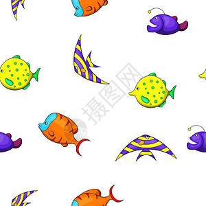海洋鱼类卡通风格矢量图背景图片