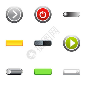 按钮样式按钮以下图标设置9个按钮的平放插图用于为网络按下矢量图标钮以下图标设置平整样式背景