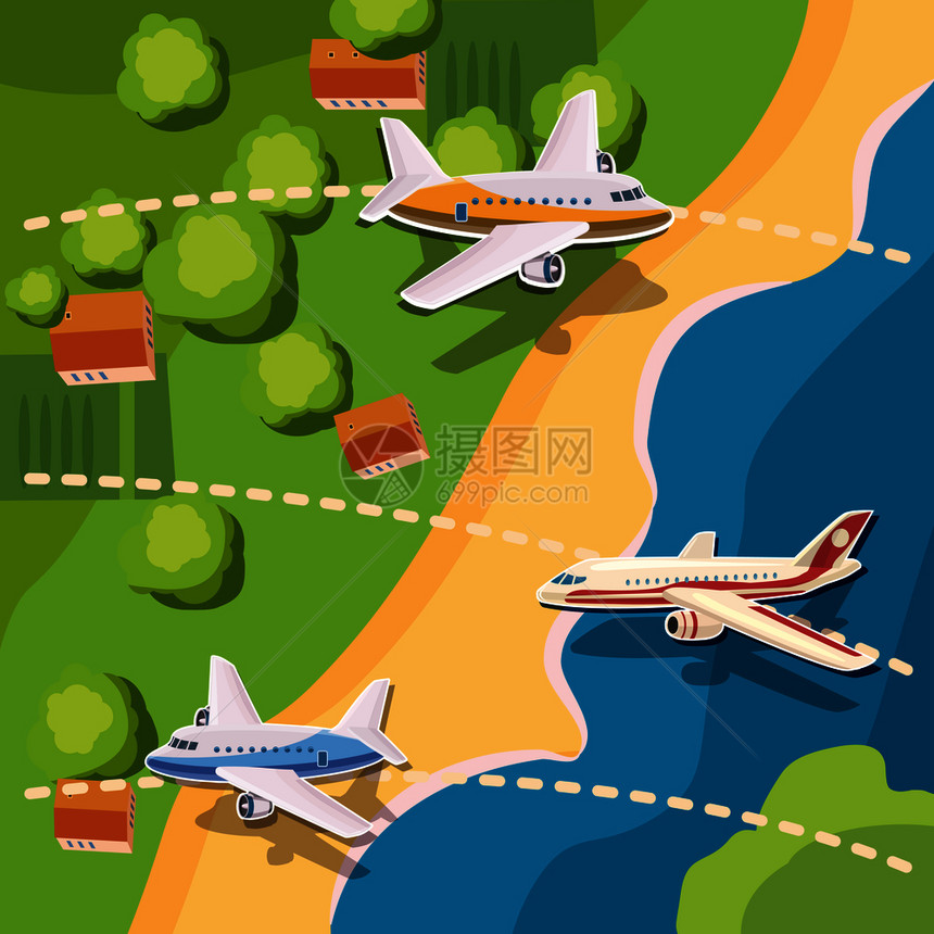 航空飞机最高视图概念用于网络的航空飞机最高视图矢量概念的漫画插图航空飞机最高视图概念卡通风格图片