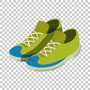 跑步脚特写绿色运动鞋插画