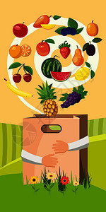 弗里德里希沙芬食物垂直横幅概念食物矢量垂直横幅概念的漫画插图食物矢量垂直横幅概念用于网络食物垂直横幅卡通风格插画