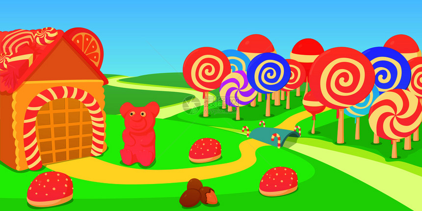 甜的横幅概念糖果的漫画插图糖果和的矢量网络横向幅糖果的糖果卡通风格图片