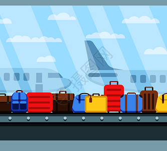 机场运输带行李箱图片