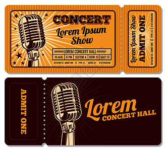 用于娱乐插图的票和优惠券卡活动或音乐会票入场单图片