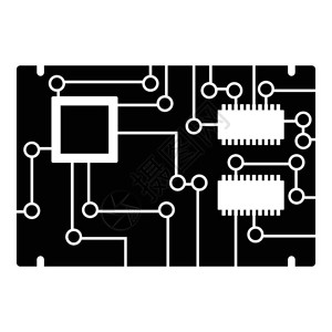黑色电子以简单样式的孤立矢量图显示的电子板标插画