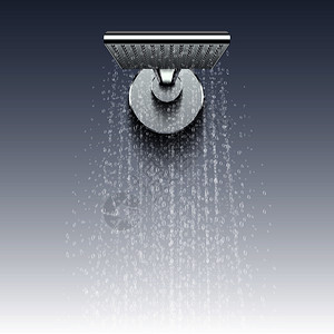 淋浴水3d写实浴室淋浴喷头插画