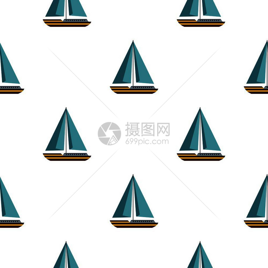 小船帆船游轮快艇矢量背景图样式重复矢量图解图片