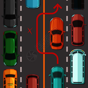 观致汽车路标图上最顶端观视车图插画
