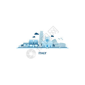 意大利设计意大利城市建筑矢量图插画