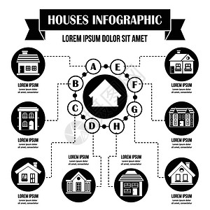 黑白房屋信息图形矢量海报概念图片