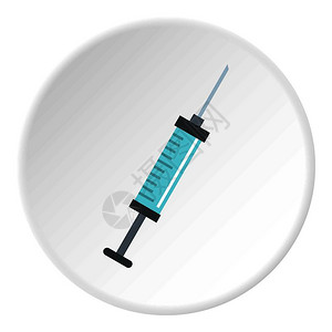 医疗网站WEB首页用于Web的平面圆形孤立矢量插图中的注射器标圆插画