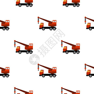 橙色起重卡车机型矢量图图片