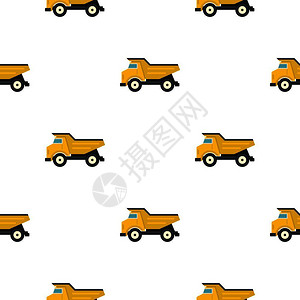 黄色倾卸卡车模式平板矢量图图片