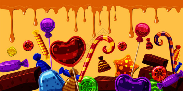 糖果蛋糕水平横线卡通风格图片