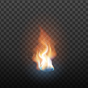 火热招商中燃烧的火焰元素矢量透明网格背景中隔绝的火焰热单燃烧橙色火焰点喷灯光舌效应3d插图实际设计燃烧元素矢量插画