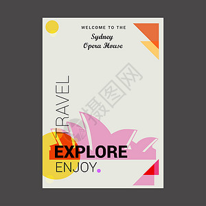 歌剧海报欢迎来到Sydne歌剧院Australi探险旅行享受海报模板背景