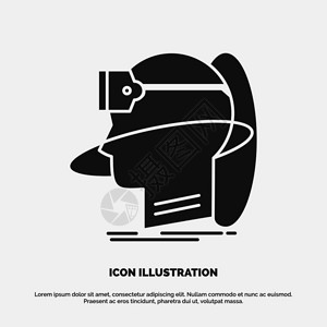 头盔设计素材ui和x网站或移动应用程序的glyph矢量灰色符号矢量eps10抽象模板背景插画