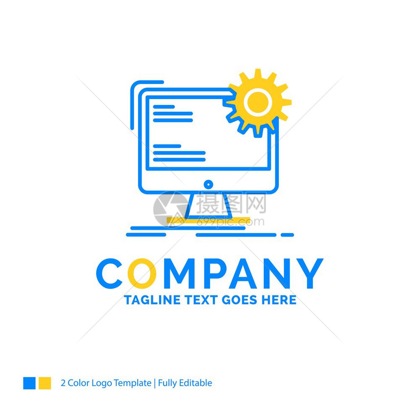 互联网布局页面网站静态蓝黄商业标识模板创新设计标签模板位置图片