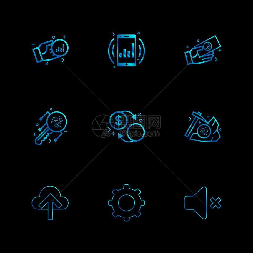 图形移动货币加密上传设置哑音轴icon矢量设计平面收藏风格创造图标图片