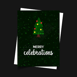 带有亮星绿色圣诞节背景的树矢量eps10抽象模板背景图片