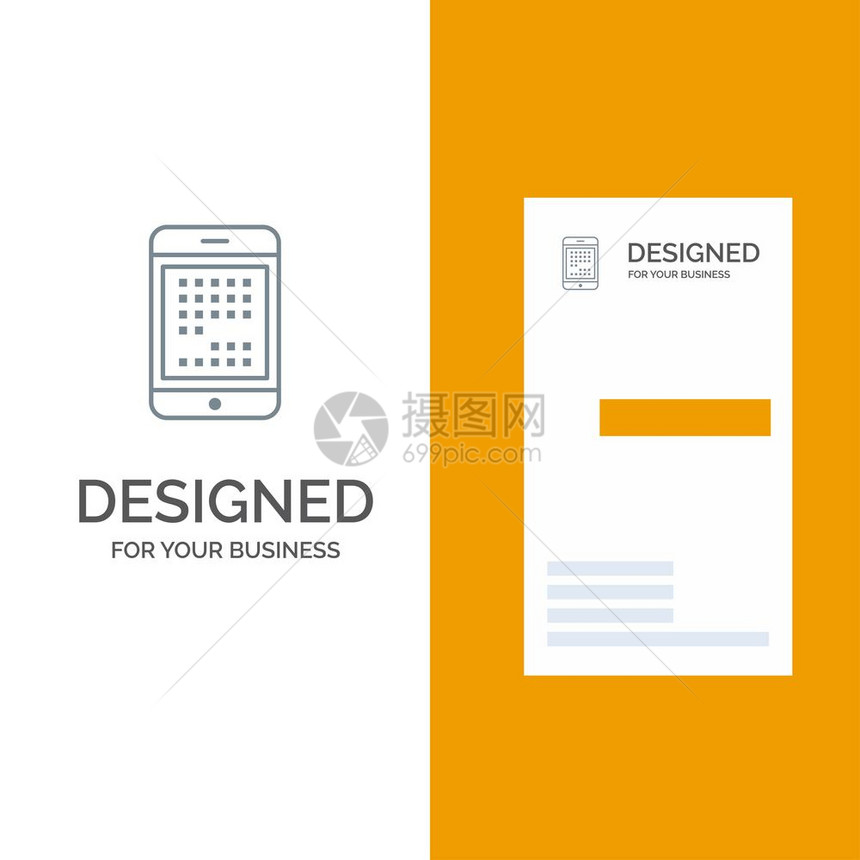 电话计算机设备数字ipad移动灰色标志设计和商业卡模板图片