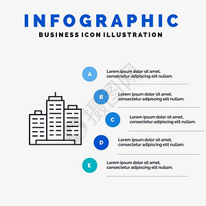 建筑商业不动产办公室财有5步图表背景的实线标图片