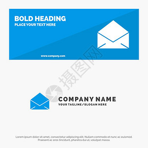电子邮件信息开放的固图标网站横幅和商业标识模板图片