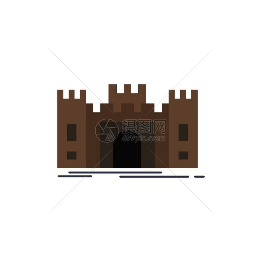 城堡防守垒地标矢量图图片