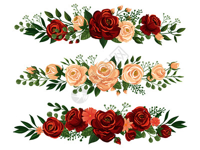 朵风干玫瑰花朵边框玫瑰和头标语朵的横幅朵的横幅浪漫卡片矢量插图全花边框玫瑰边和头标语边和头标语插画