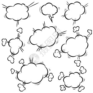 爆炸云气泡一组空的漫画语言泡海报卡片横幅传单矢量图解的设计元素背景