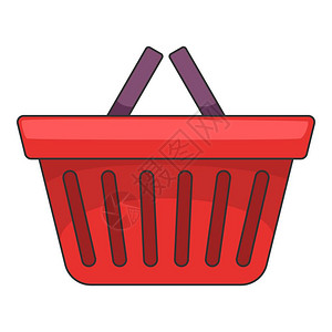 卡通篮子图用于网络设计的购物篮子矢量图标的漫画插购物篮子图标卡通风格背景