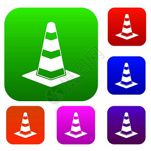以不同颜色的孤立矢量插图组交通锥体标溢价收集交通锥体图片