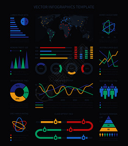 数据可视化图表和用于市场营销演示的人口信息图元素数据集的图表和演示矢量用于市场营销演示的人口信息图元素背景图片