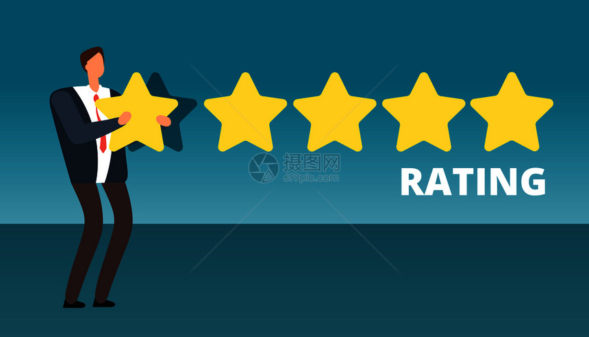 最佳工作质量和客户服务反馈矢量概念商业评级和价反馈说明5个星排名说图片