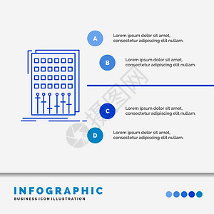 用于网站和演示的音频控制混合音器工作室信息图表模板背景图片