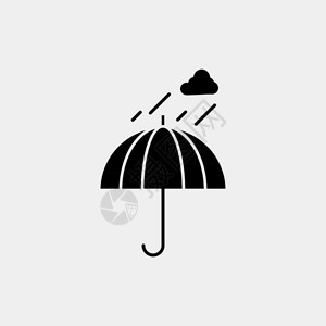 雨伞手机端模板露营雨天安全天气图标插画