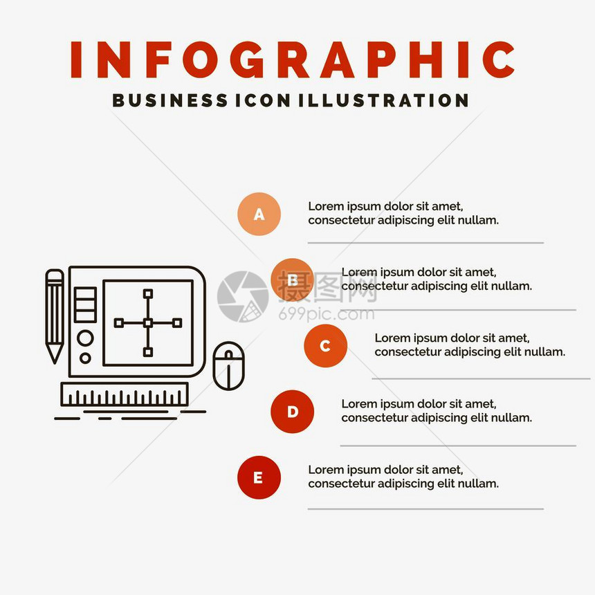 用于网站和演示的络设计信息图表模板带有橙色信息地理风格矢量插图的直线灰色标矢量eps10抽象模板背景图片