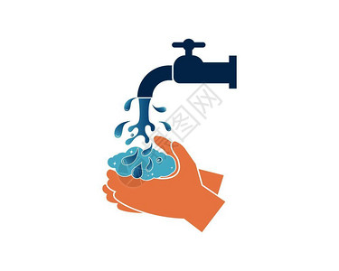 手清洁节约用水勤洗手矢量图标插画