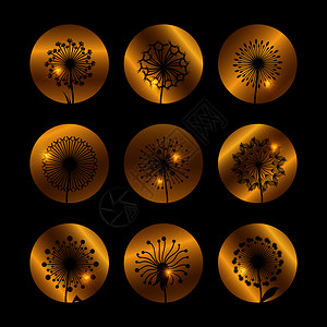 黄色古代竹简金色背景的花矢量元素设计图片