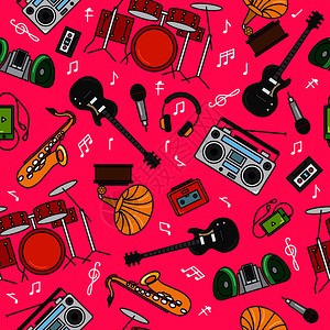 直卷两用器粉红背景的乐器插画